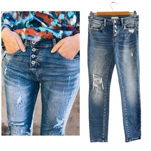 Altard State Buttonfly Distressed Skinny Stretch Jeans 26